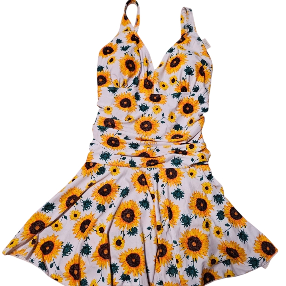 Sunflower Print One Piece Swimsuit